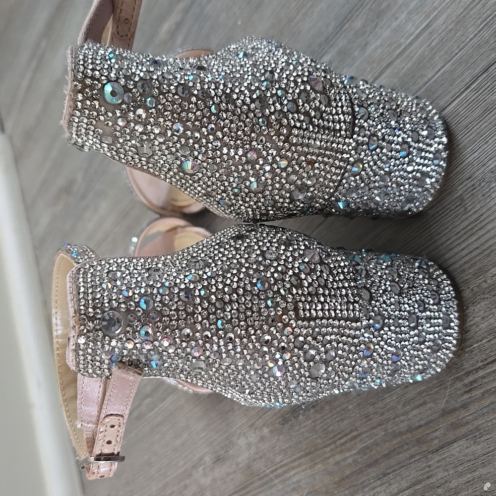 Betsy Johnson Elegant Rhinestone Block Heel Sandals - Picture 3 of 8